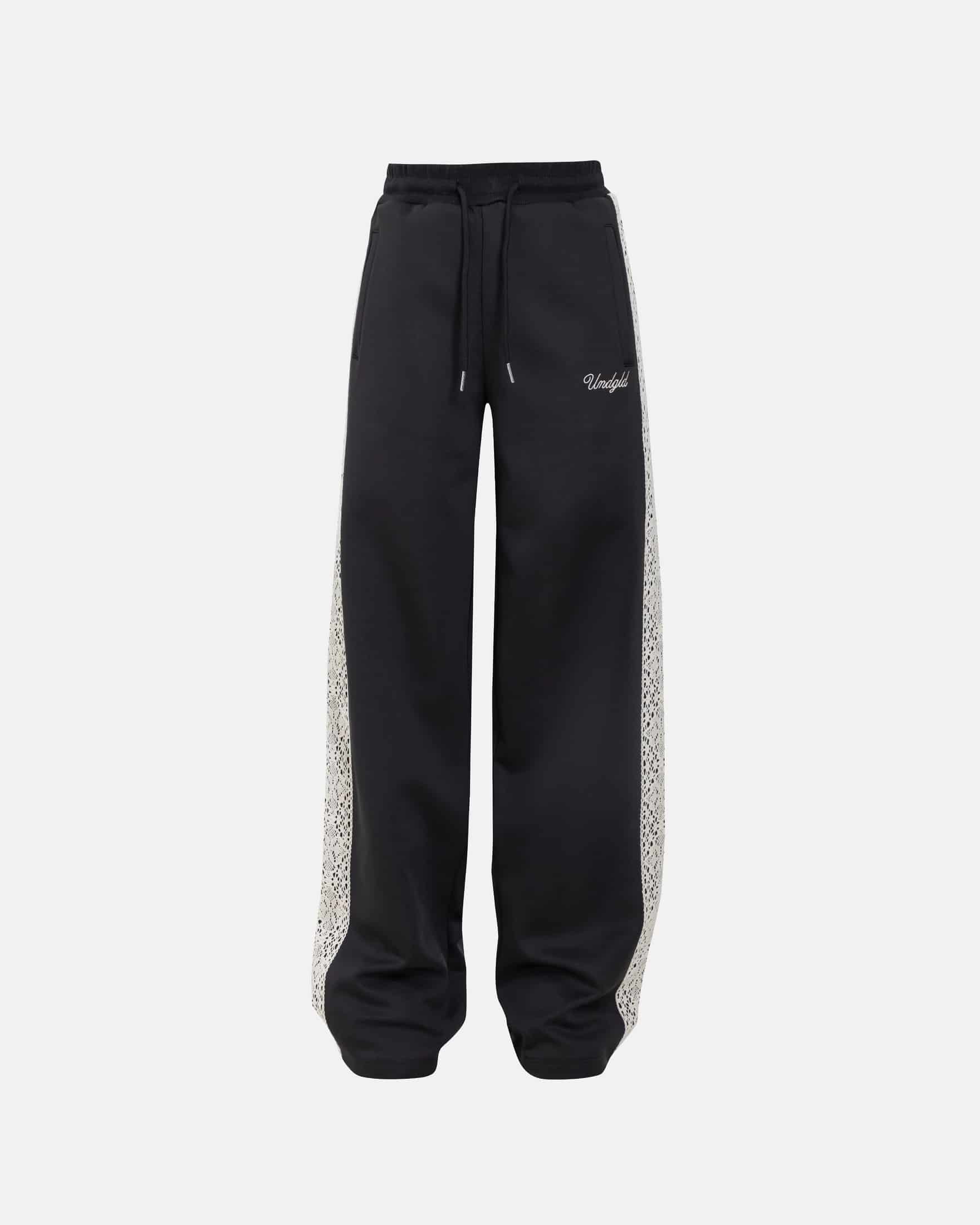 W Basics Undgld Lace-panel Track Pants Black - miniatura 1