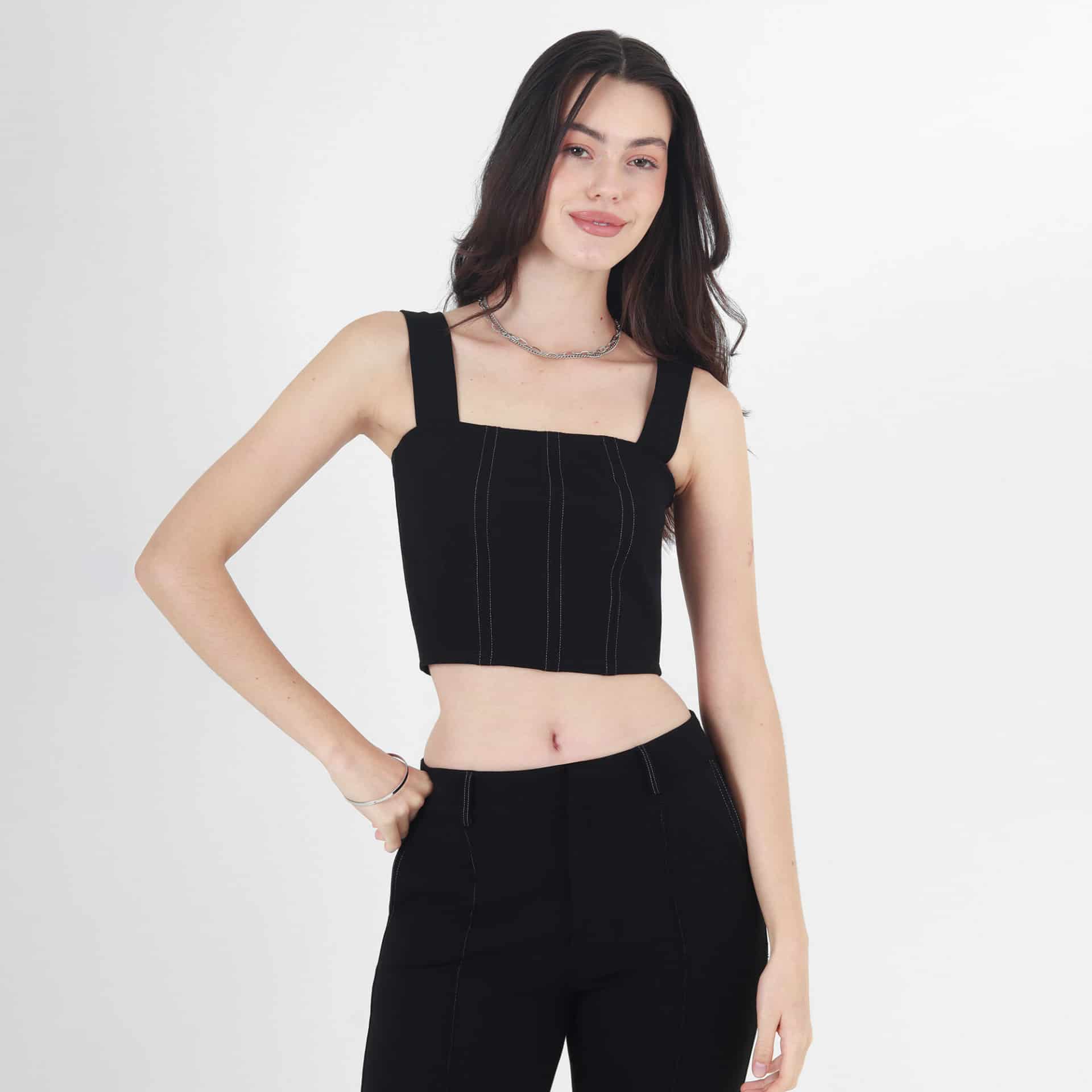 Blusa Cuello U Manga Tiras - miniatura 3