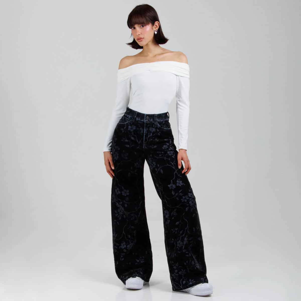 Pantalón Wide Leg Ax-3106 Negro Licrado - miniatura 1