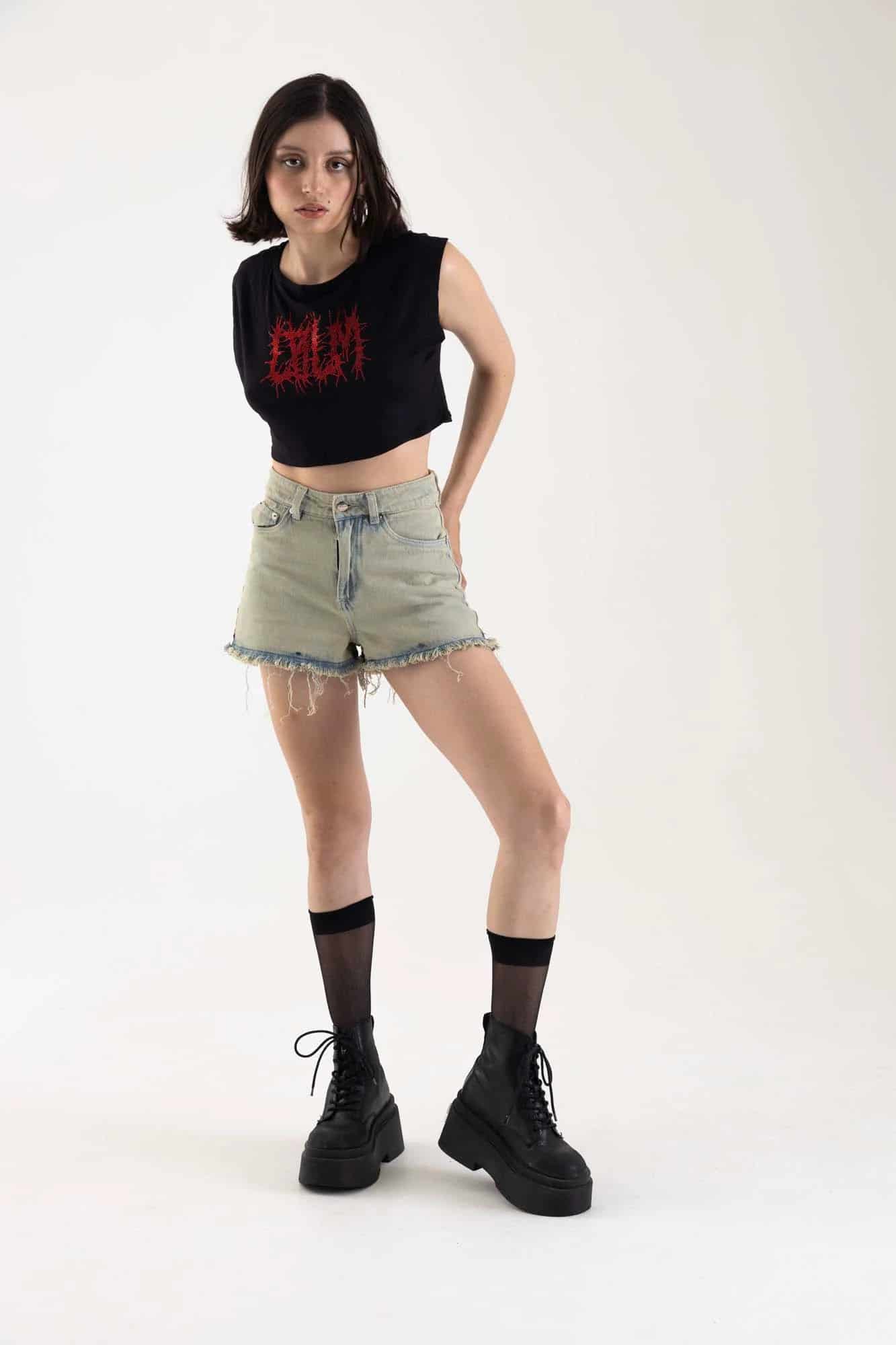 BLACK ACID DENIM SHORT - miniatura 24