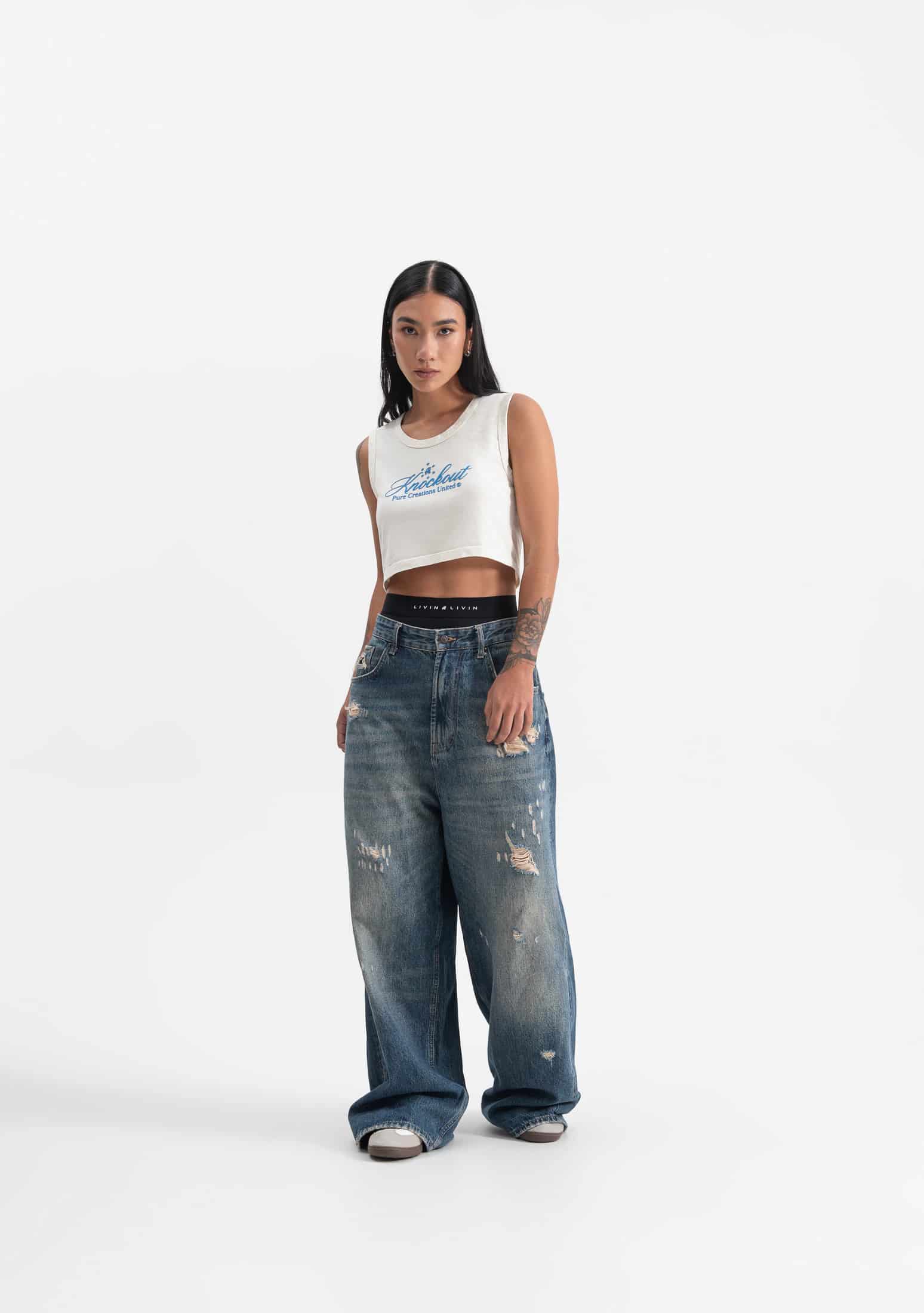 knockout white crop top - miniatura 6