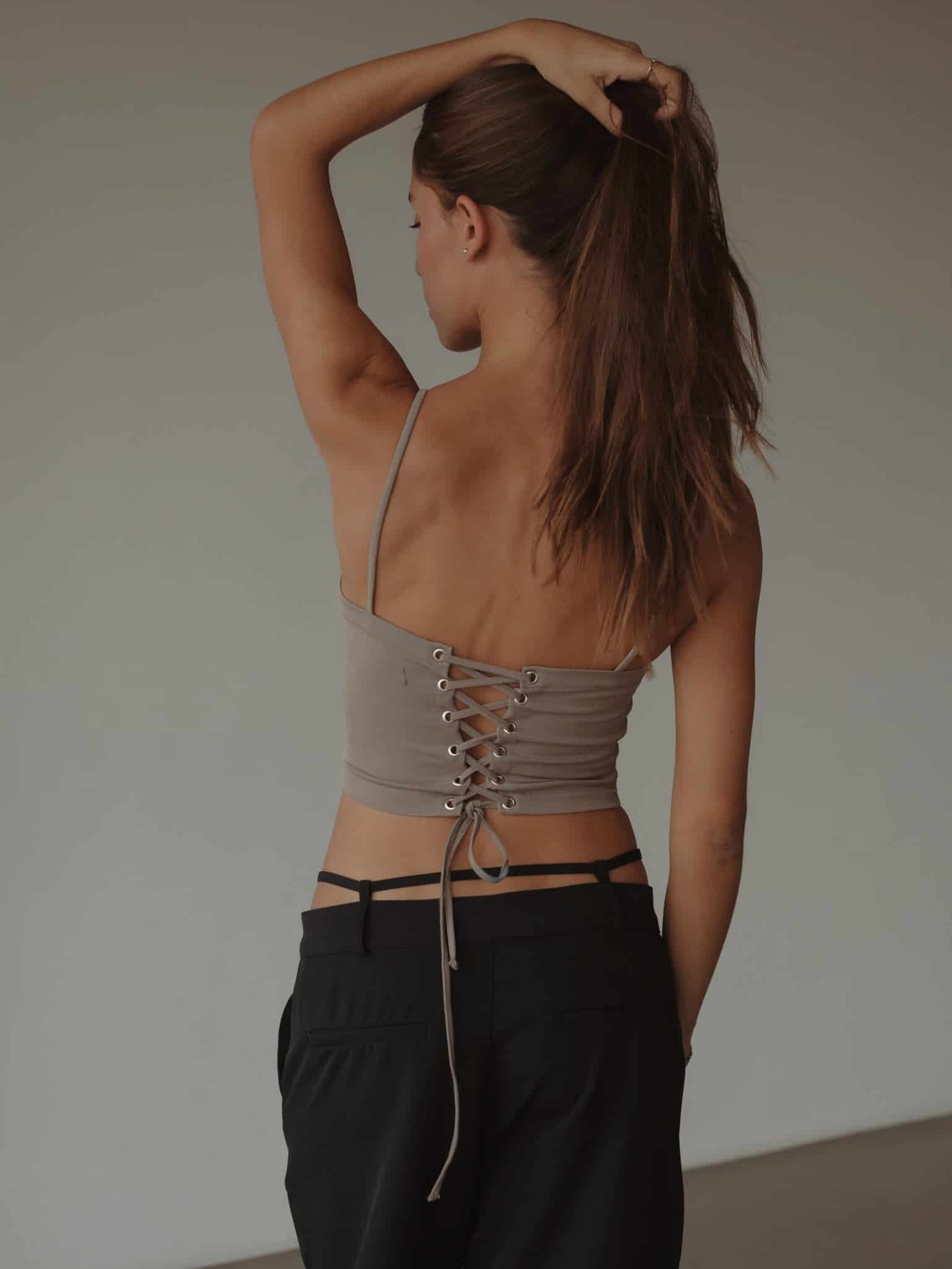 BACK LACE CORSET - ASH - miniatura 2