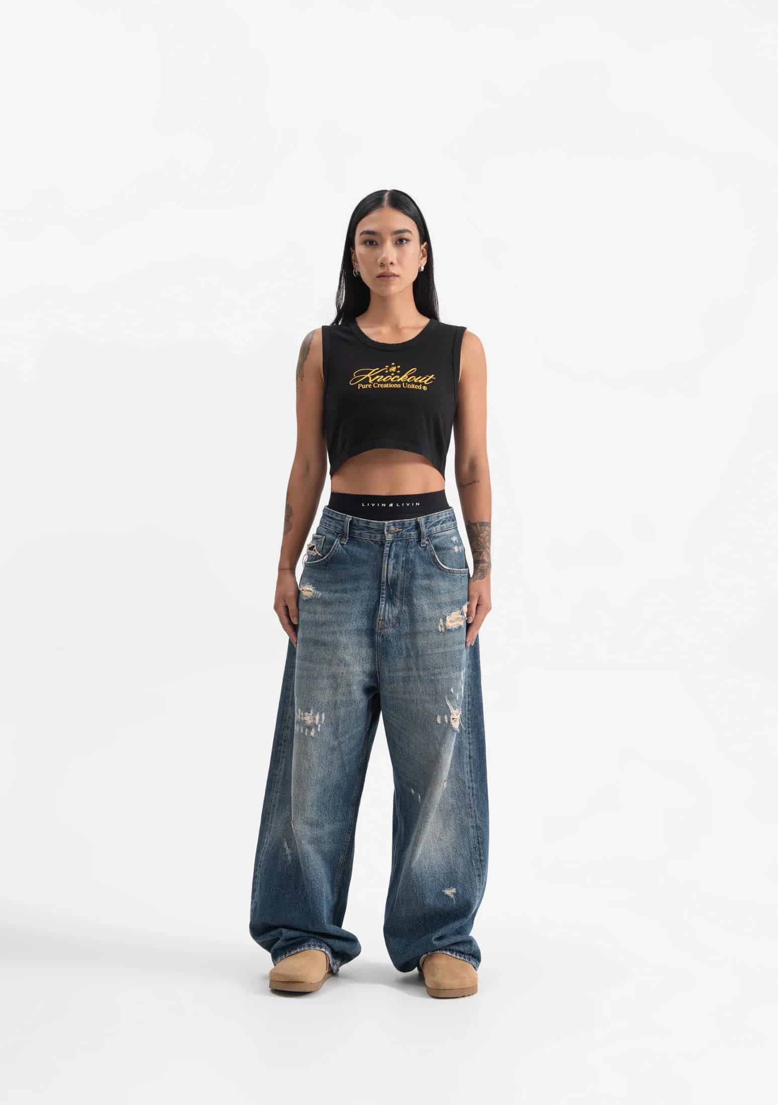 knockout black crop top - miniatura 12