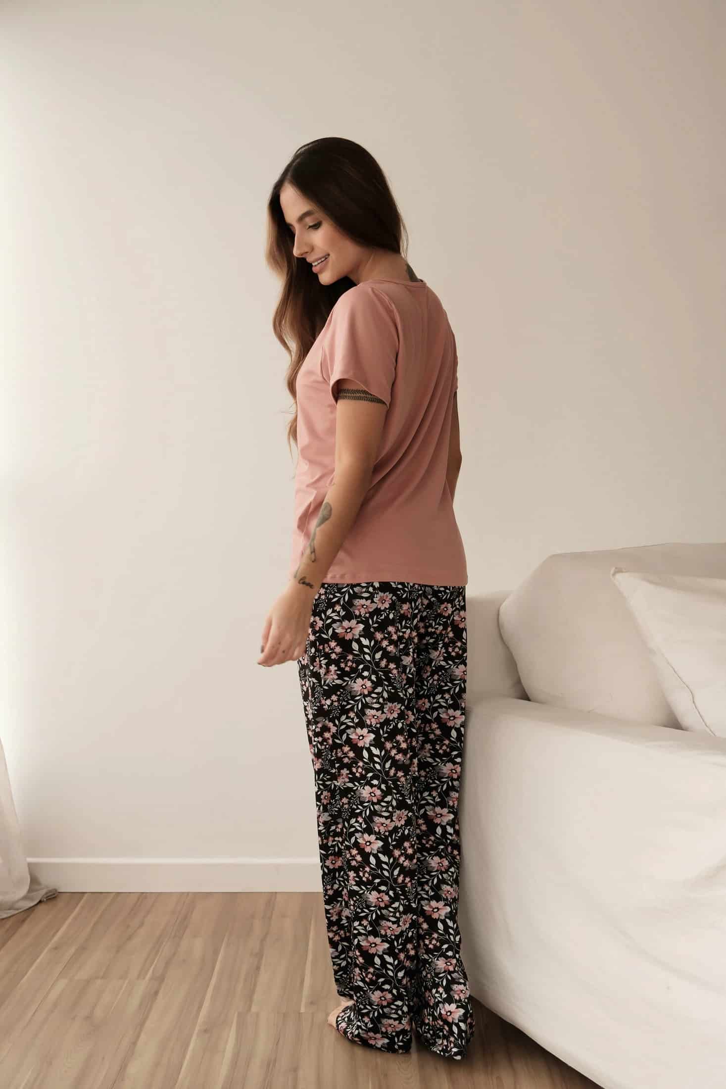 Pijama Pantalon Largo Estampado Negro - miniatura 2