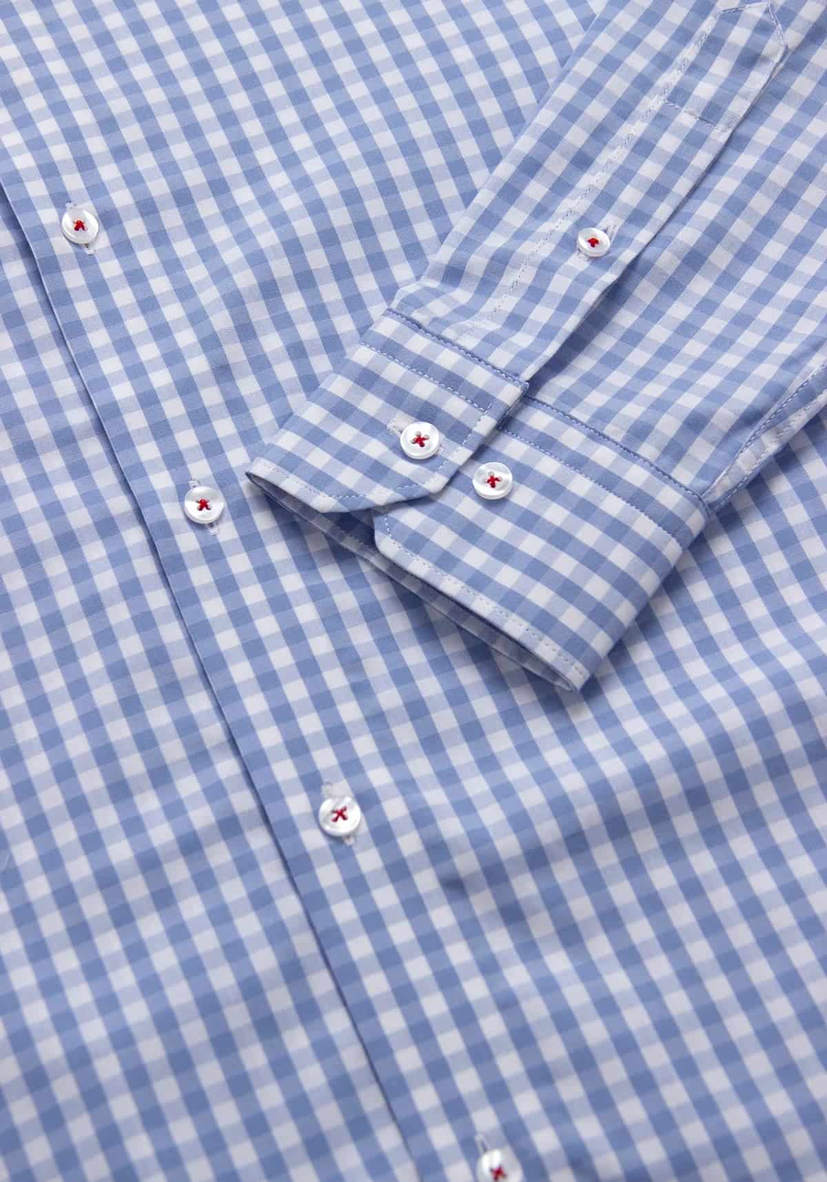 Camisa Cuadro Botón Contraste Algodón Azul Claro - miniatura 3