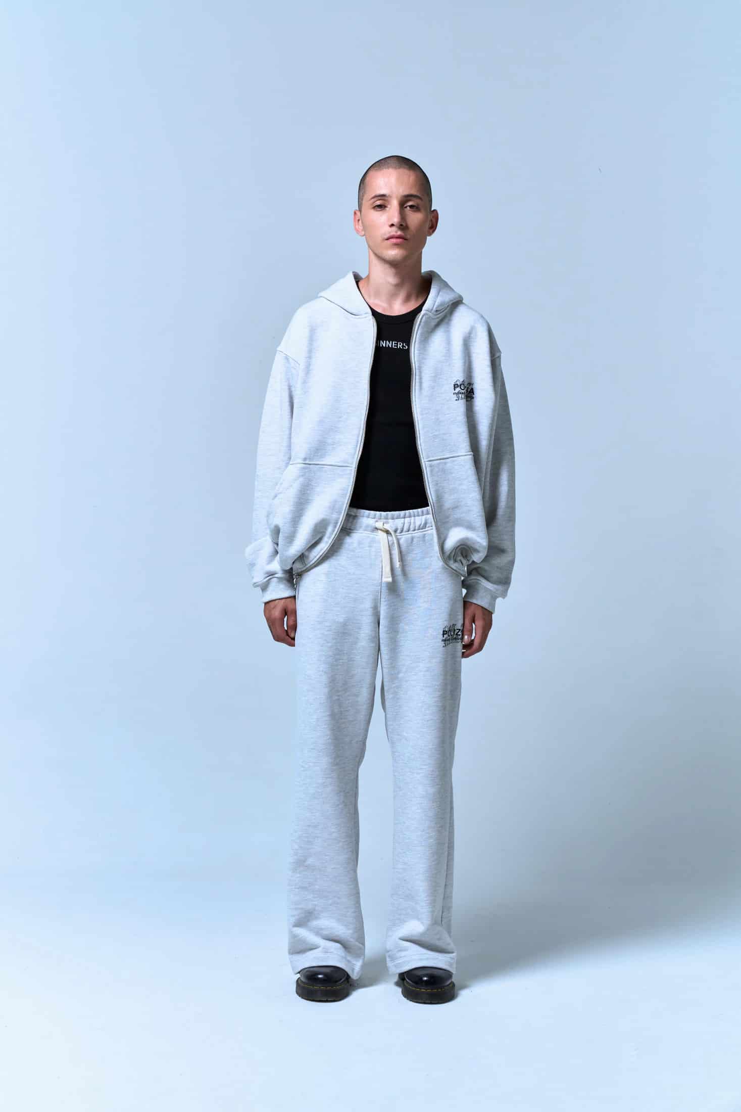 POLIZIA GRAY FLARED SWEATPANTS - miniatura 2