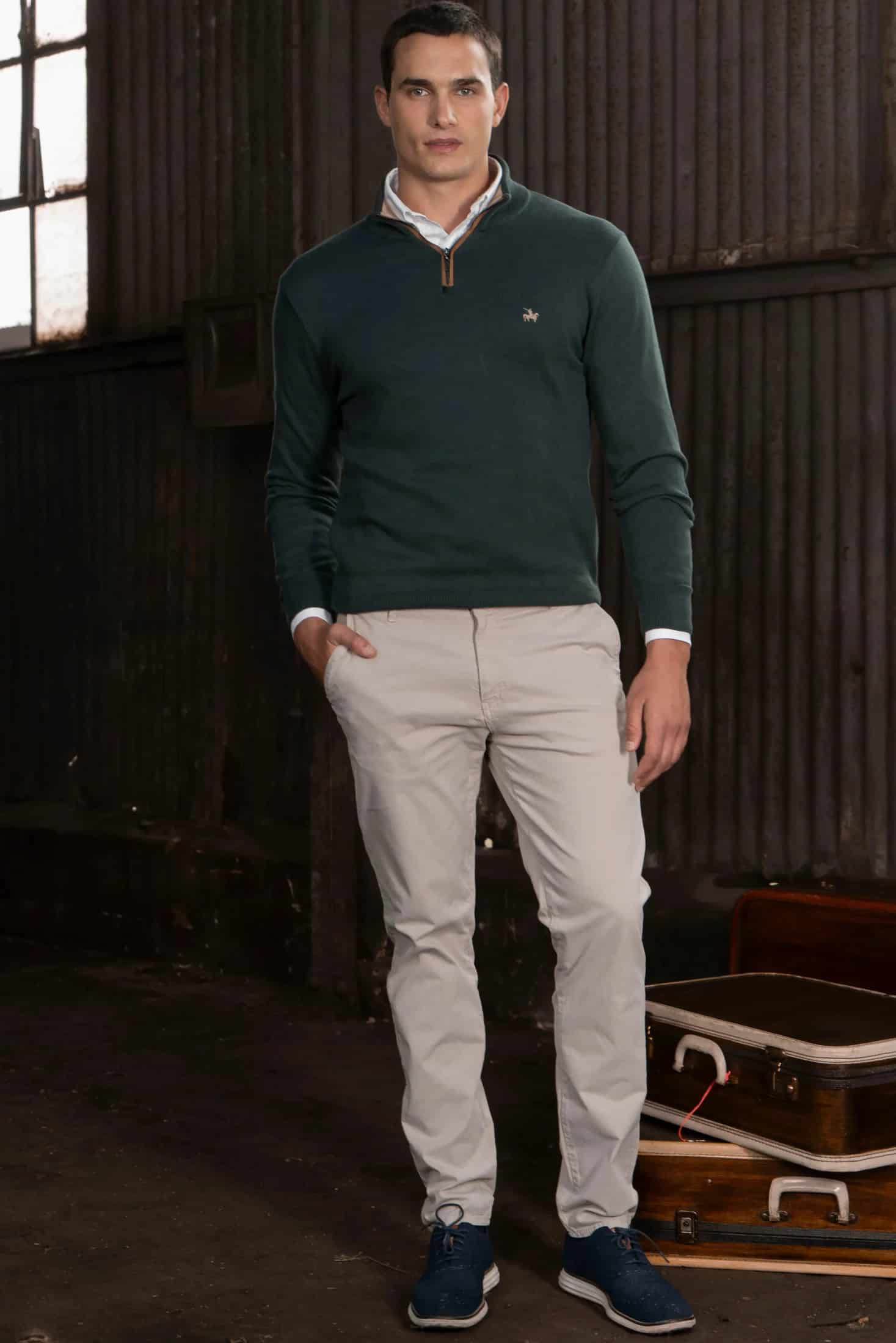 Suéter Halfzip Legacy Hombre Verde - miniatura 4