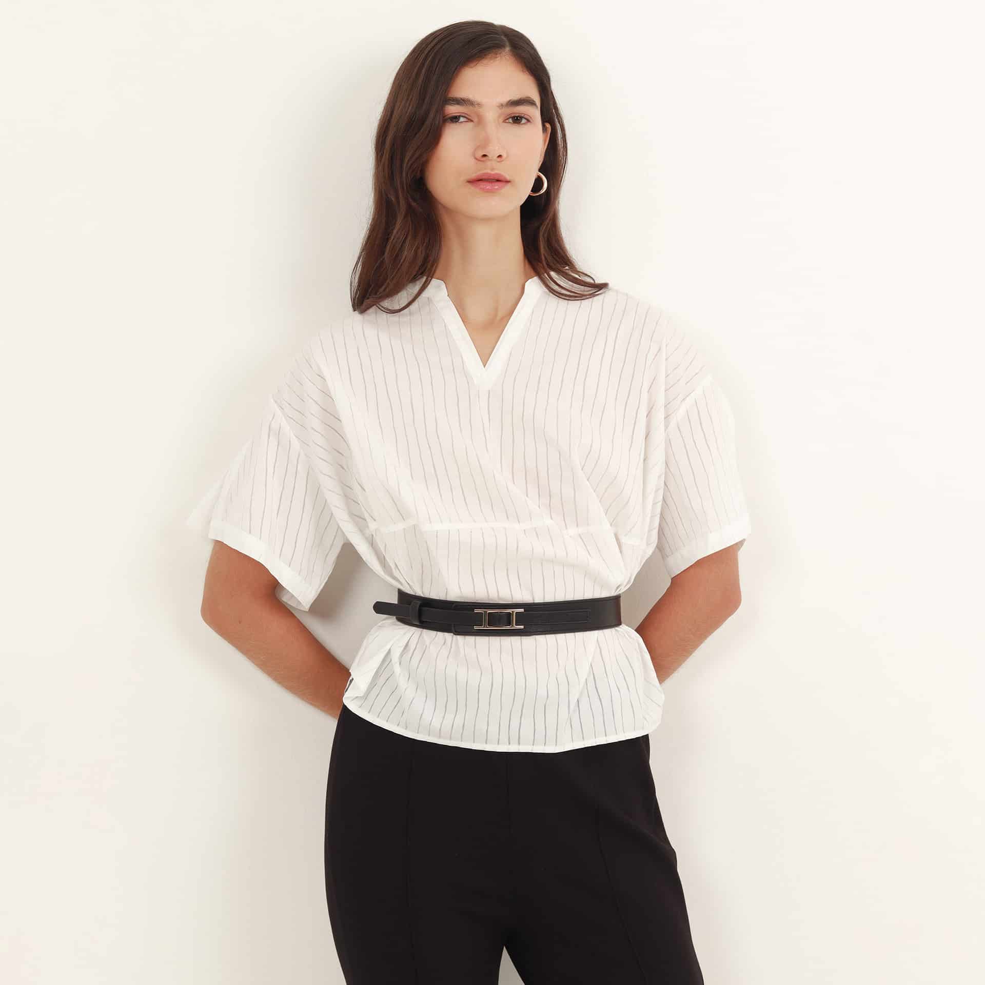 Blusa cuello V manga corta - miniatura 5