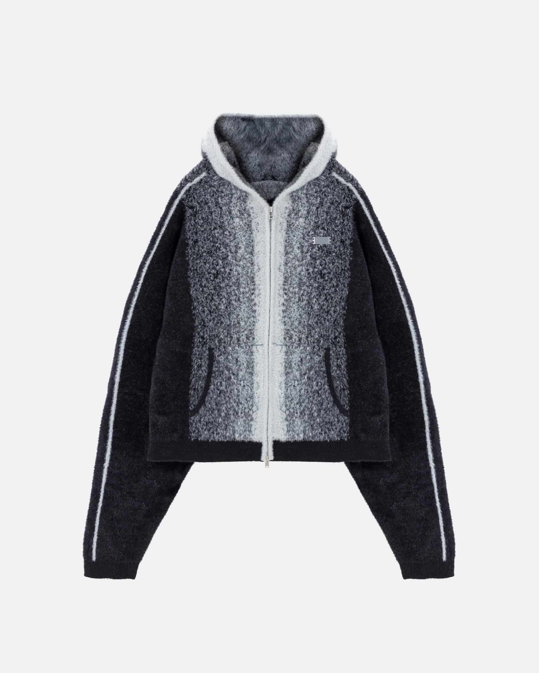 Basics Knit Zip Up Hoodie Bone/Black - miniatura 1