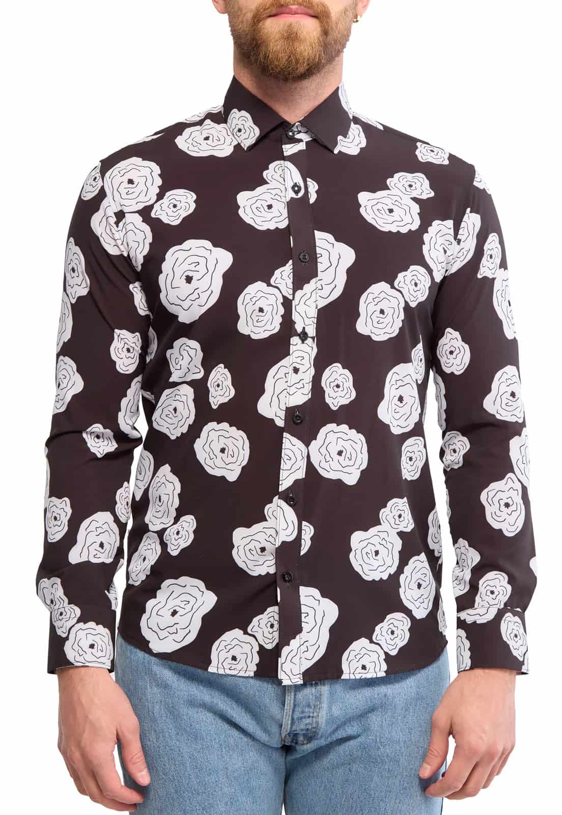 Camisa manga larga floral negra - miniatura 4