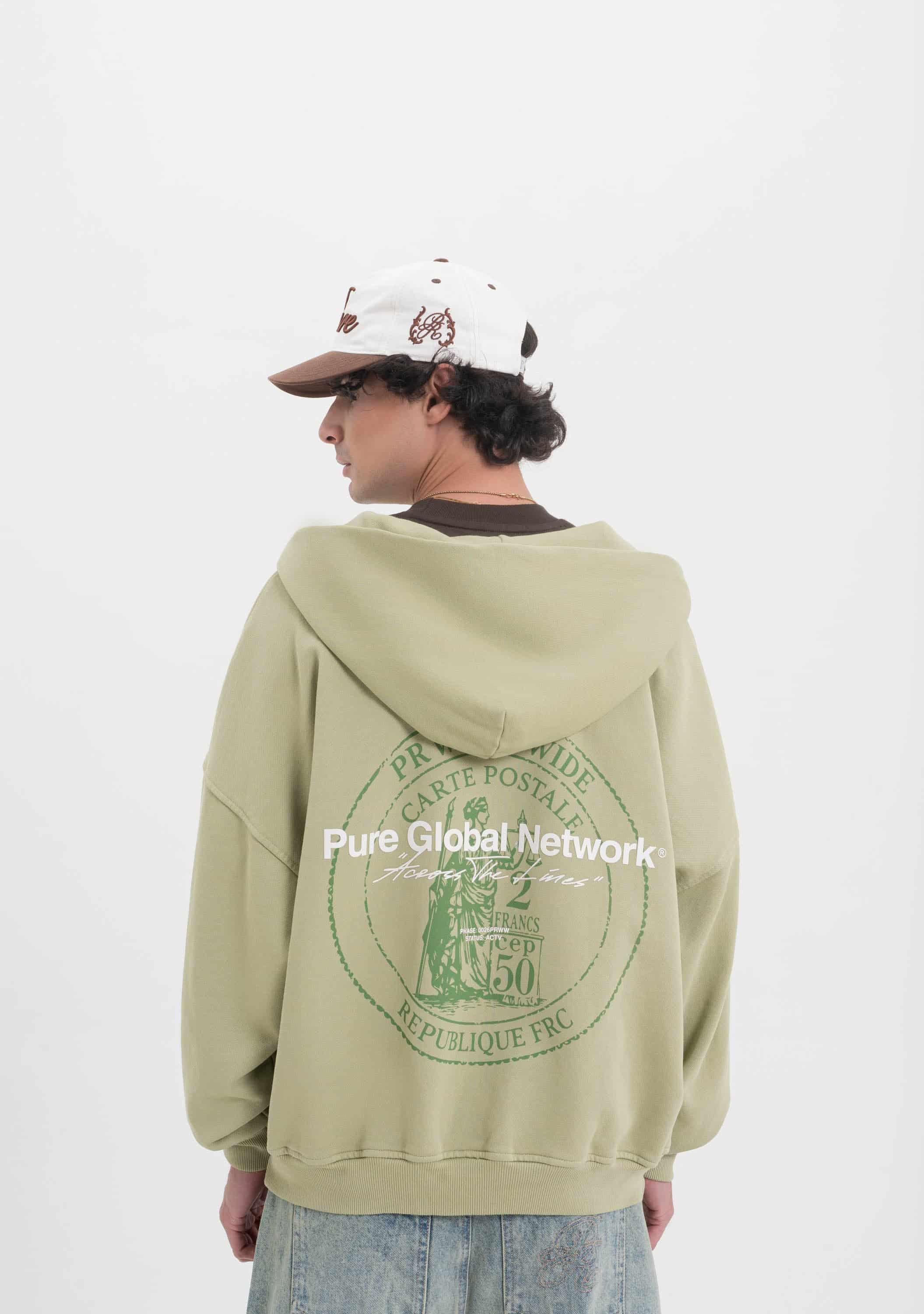 Across The Lines Green Zip Hoodie - miniatura 3