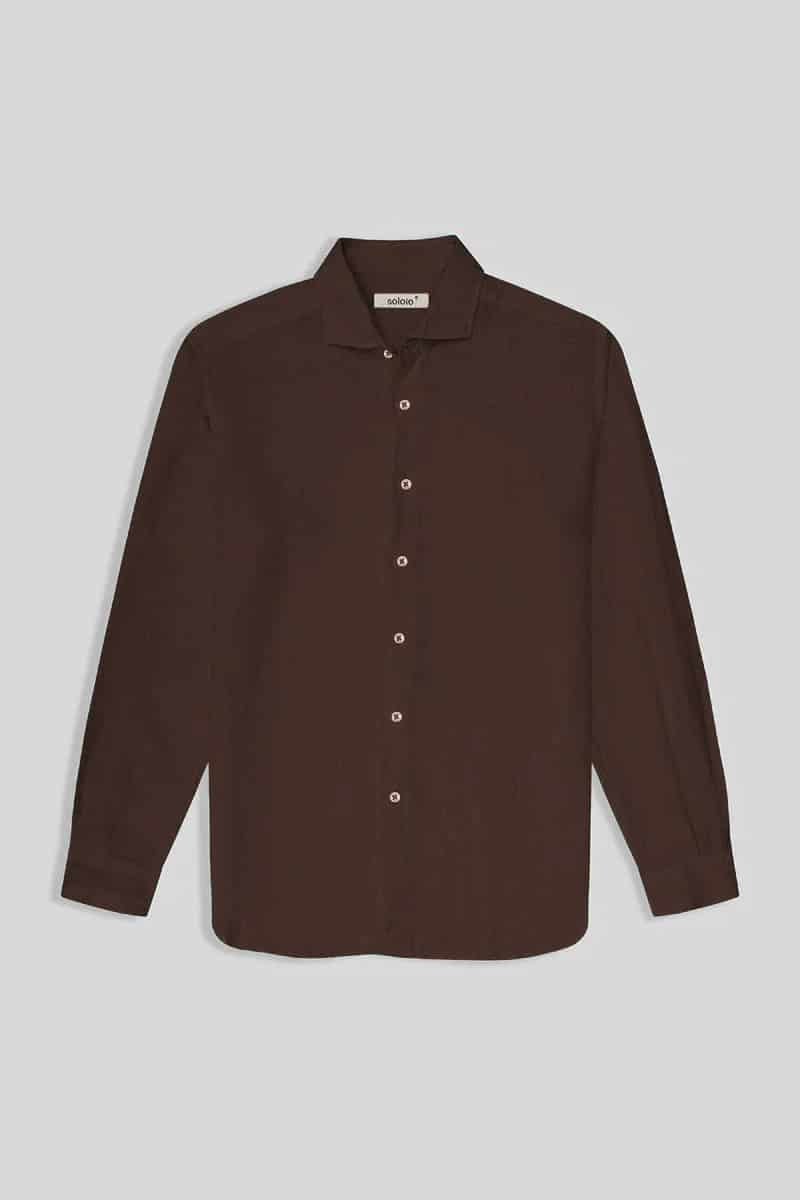 Men's linen shirt deeptaupe - miniatura 1