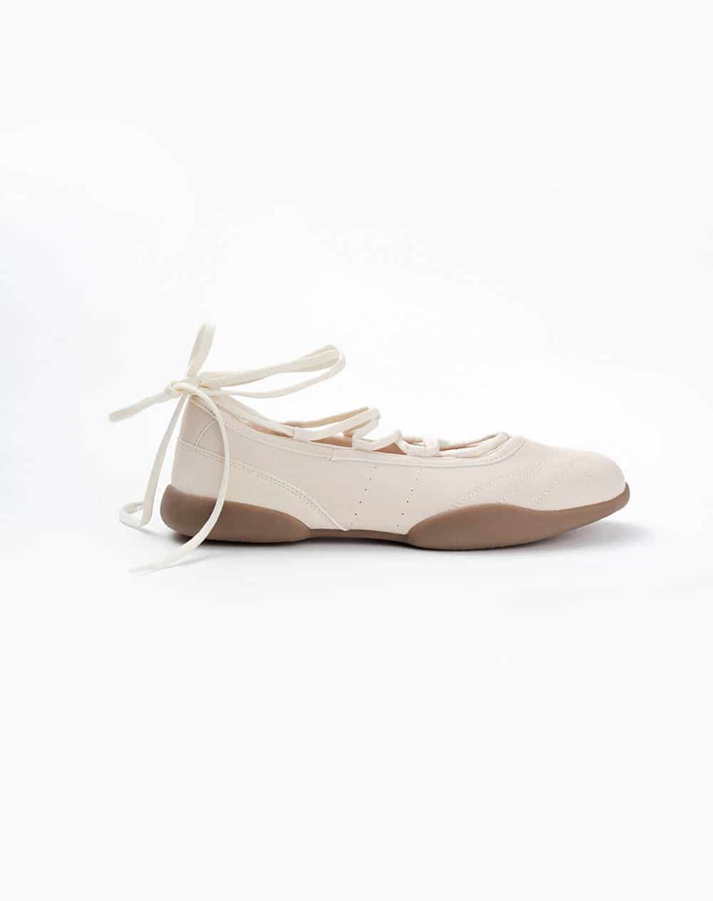 Baletas cordones beige mujer - miniatura 1