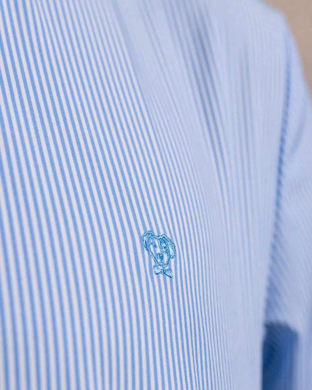 Camisa Performance Antiarrugas Rayas Azul Claro - miniatura 1