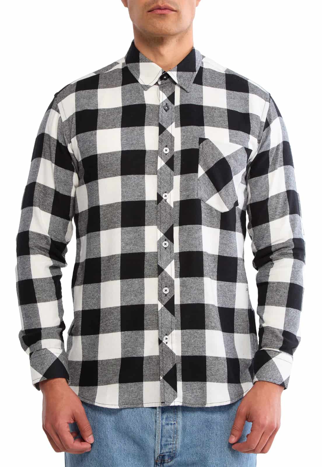 Camisa leñadora blanco con negro - miniatura 9