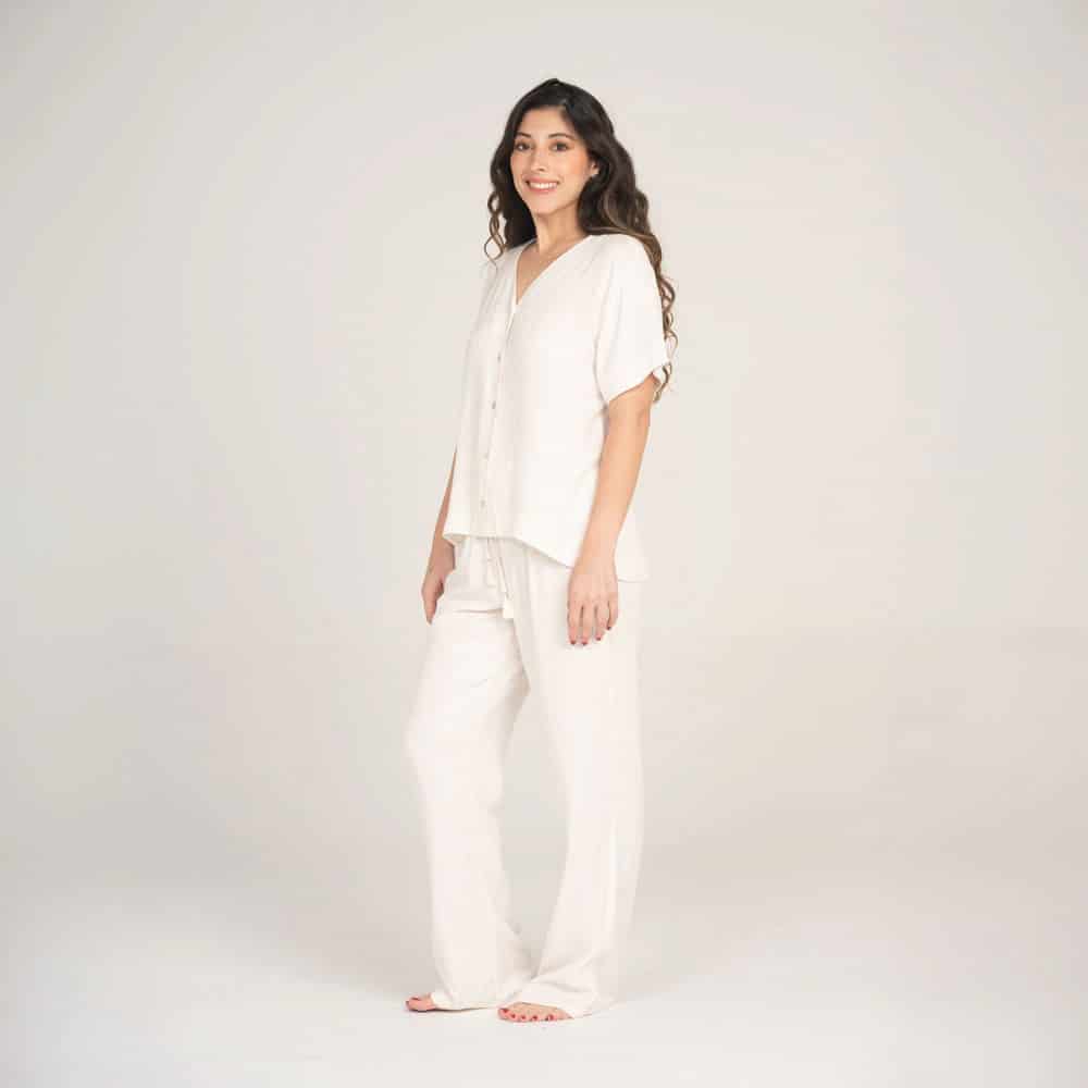 Conjunto de Pijama Pantalón Largo Lino. - miniatura 2