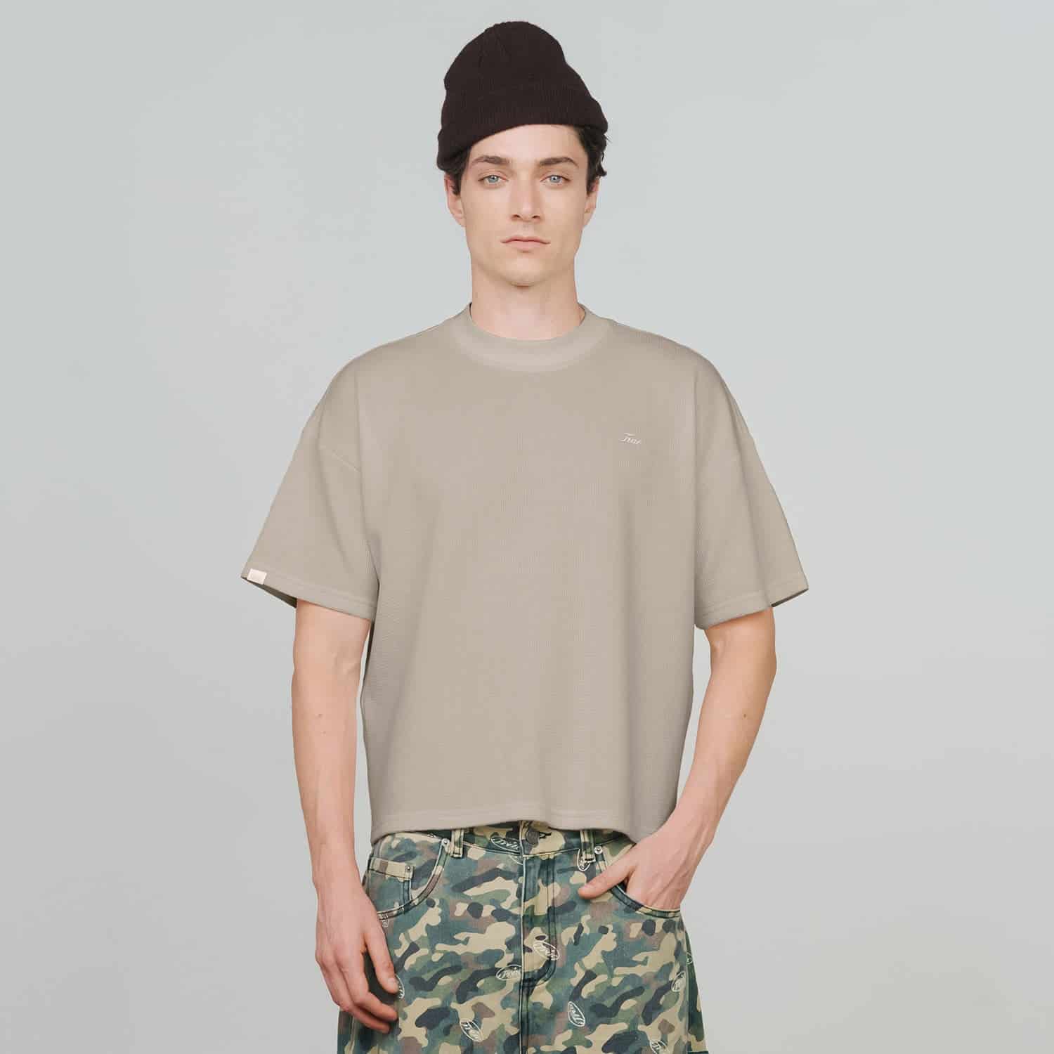 Textured Boxy Tee - Sand - miniatura 3