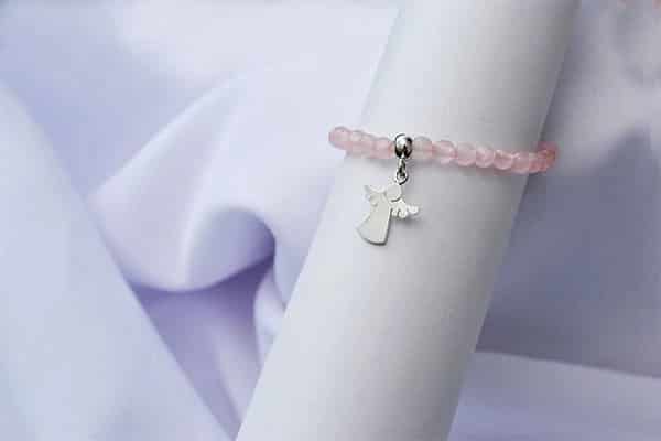 Pulsera Cuarzo Rosa dije ángel Mini - miniatura 3