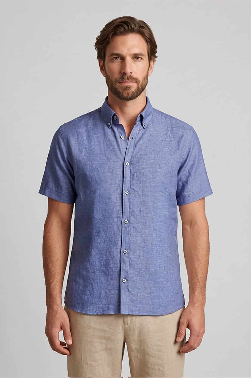 Camisa en lino manga corta para hombre Jon Sonen 017225036 - miniatura 3