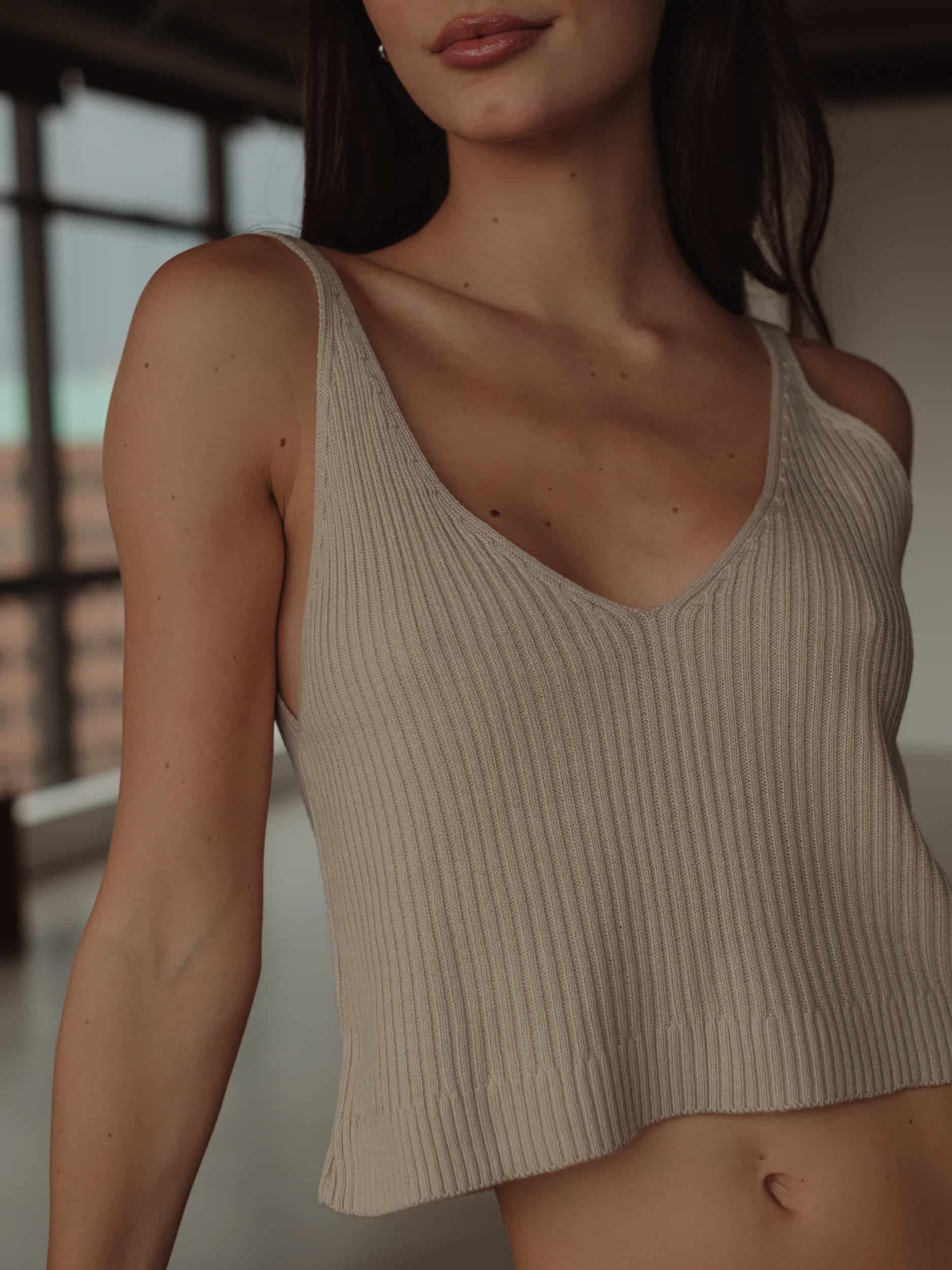 BASIC KNIT TANK TOP - NATURAL - miniatura 1