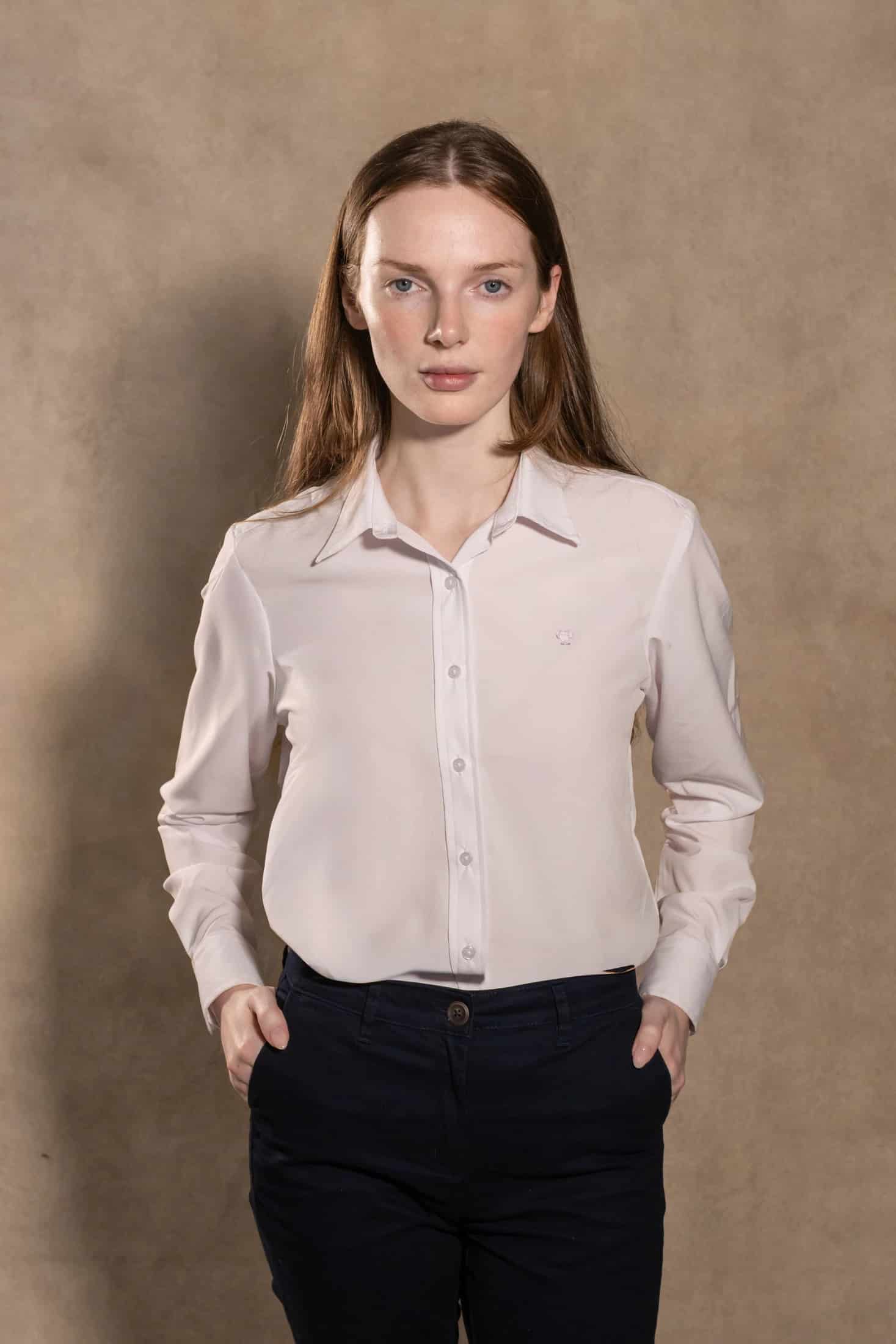Camisa Performance Antiarrugas De Mujer Blanca - miniatura 1
