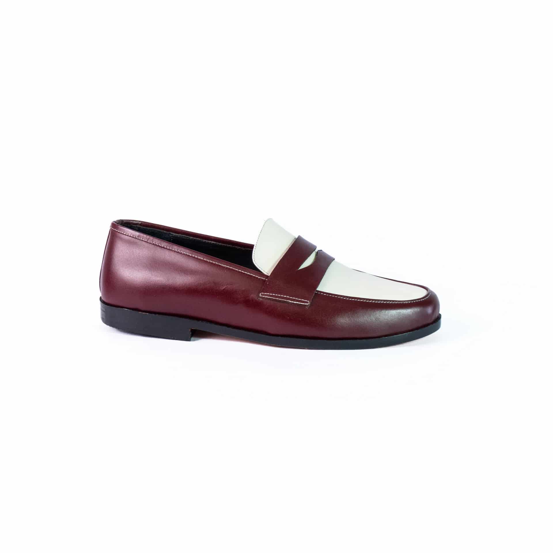 Penny loafers dark red & white - miniatura 1