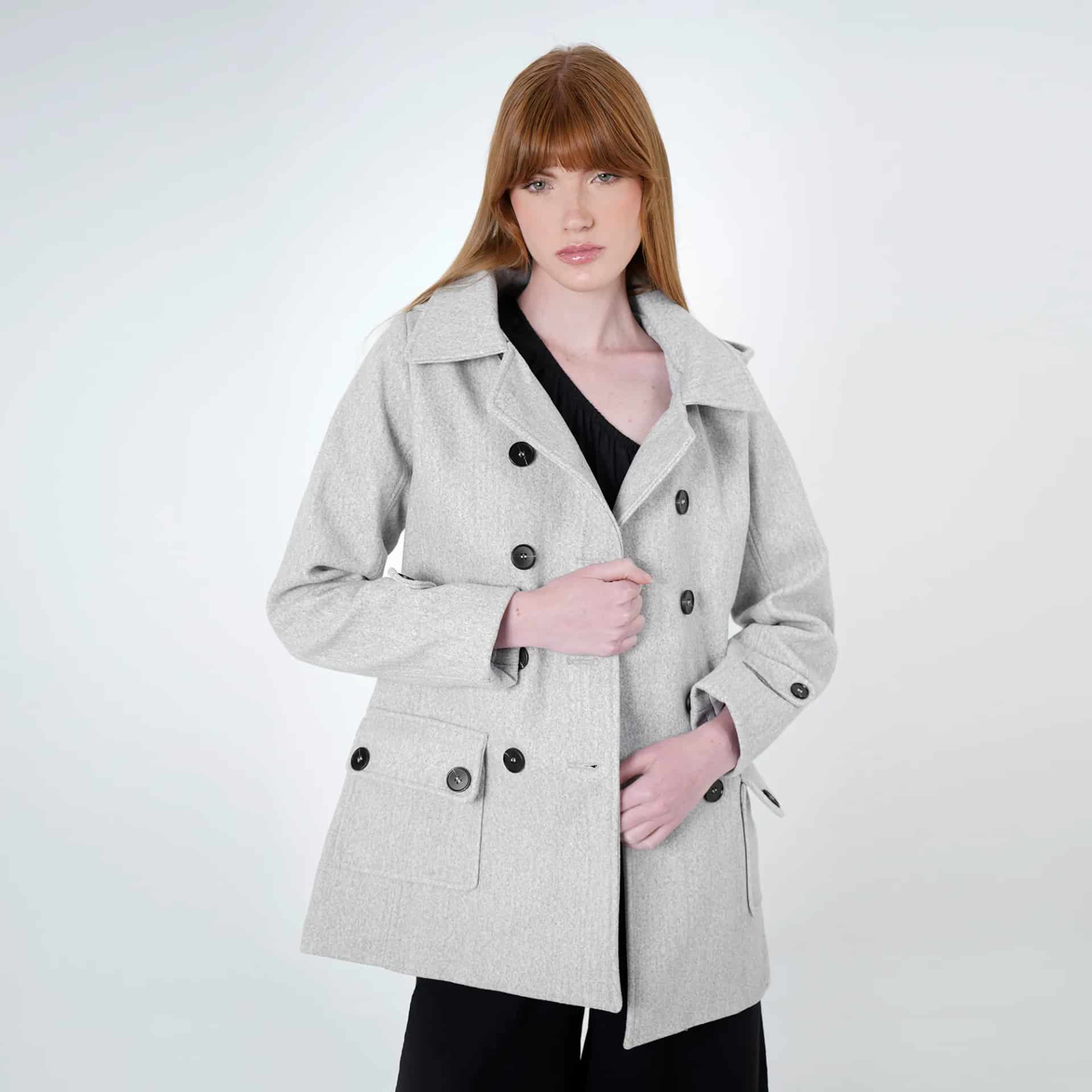 Chaqueta abrigo trench cruzado cuello solapa con capucha - miniatura 8