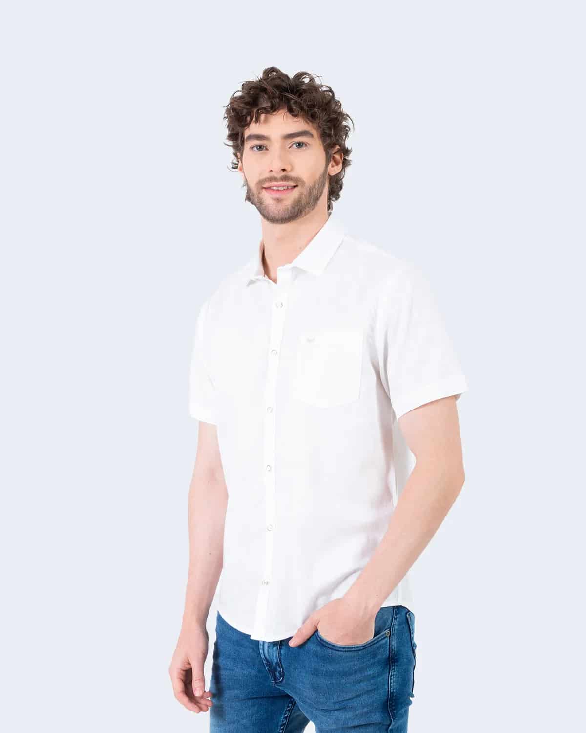Camisa blanca manga corta para hombre - miniatura 90