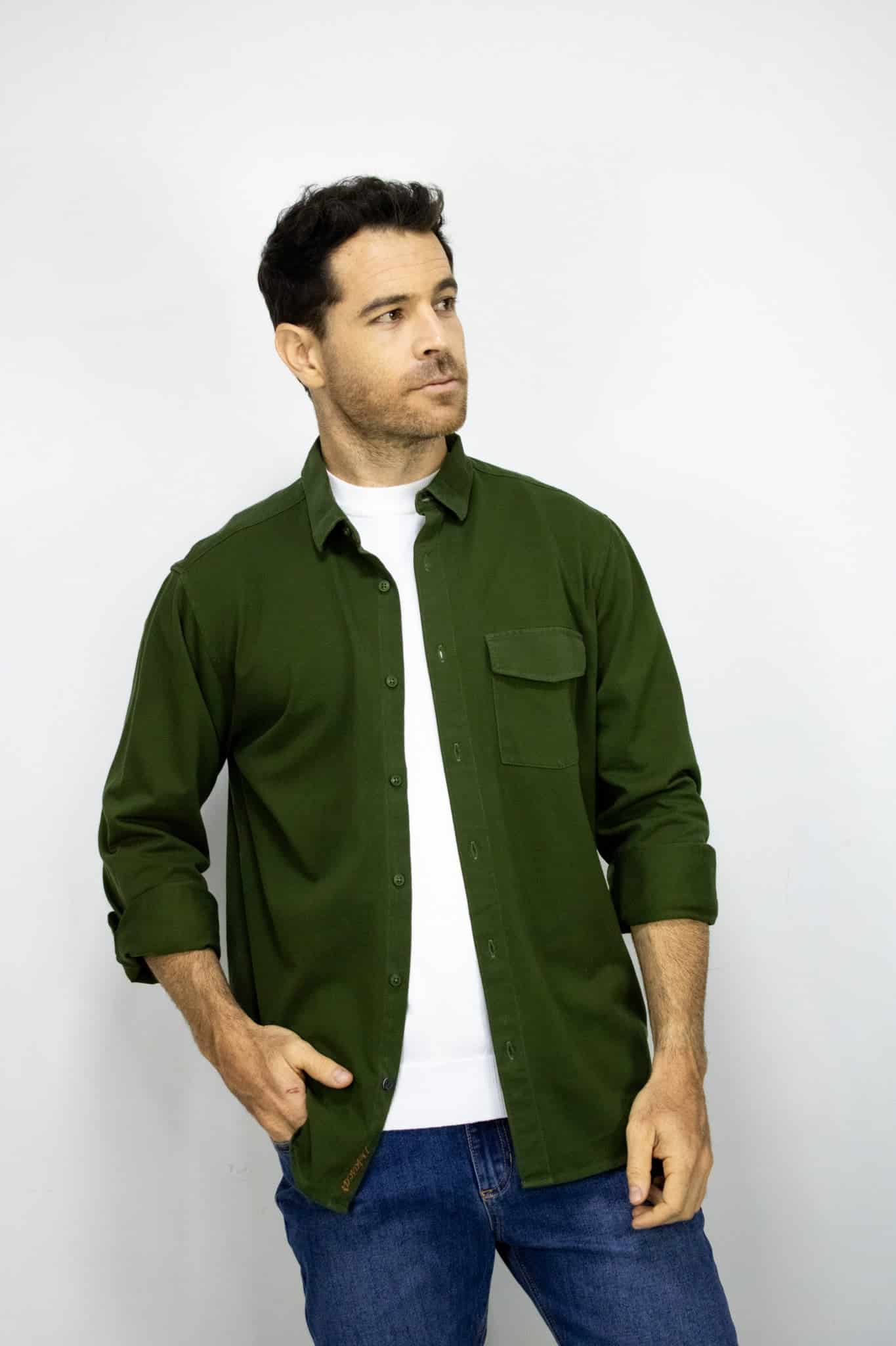 SOBRECAMISA  MANGA LARGA VERDE PARA HOMBRE - miniatura 1