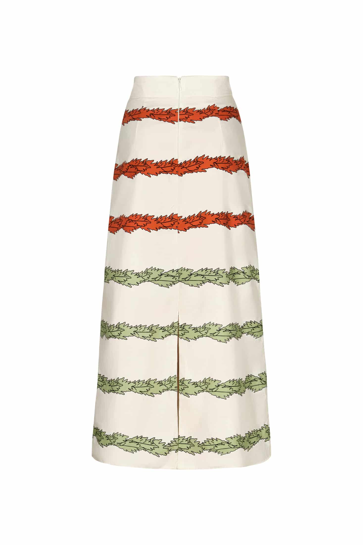 El Carmen Embroidered Cotton Midi Skirt / Ivory Striped Helechos - miniatura 3