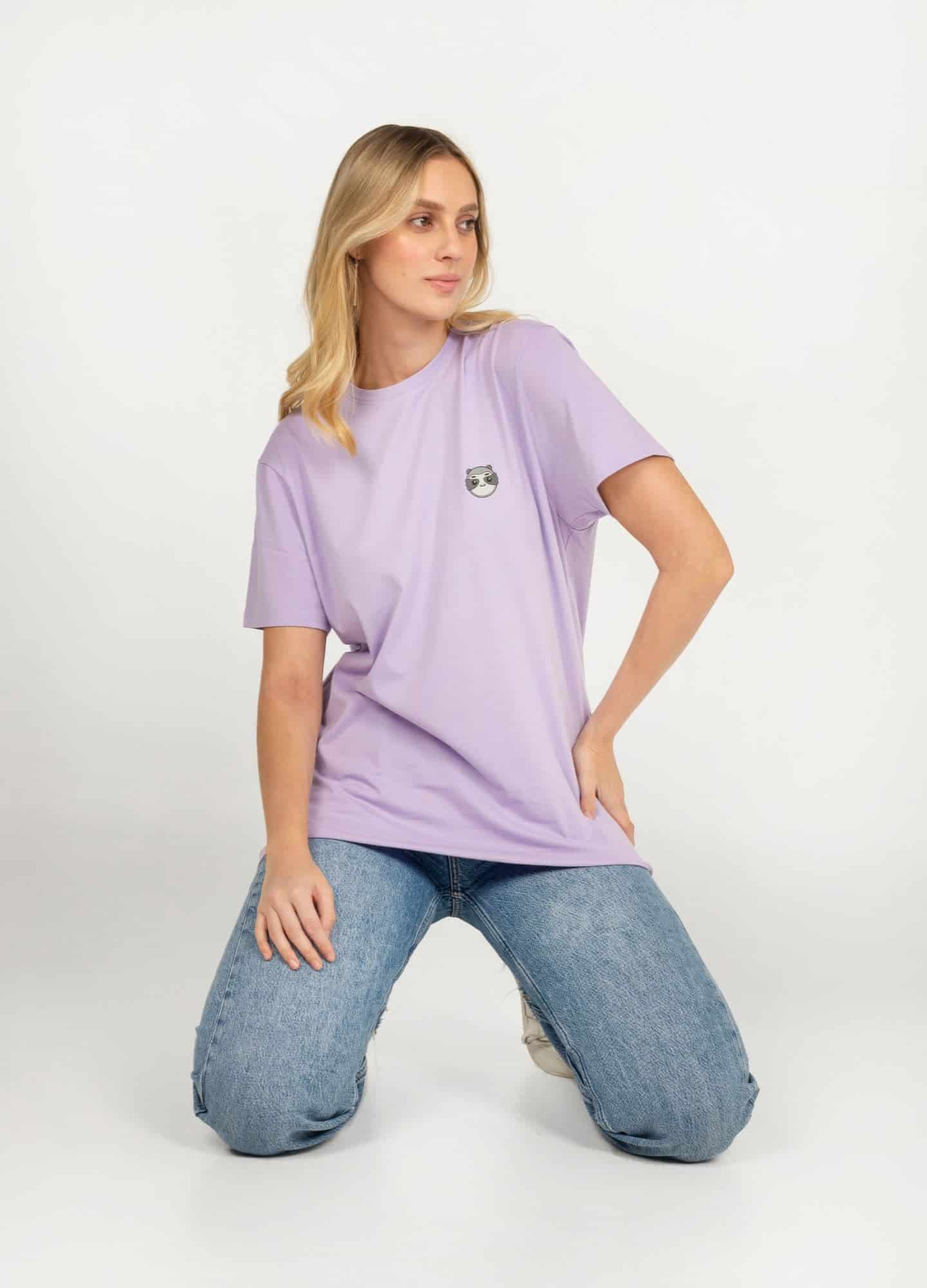 Basic Perezoso Camiseta Regular – Lila - miniatura 3