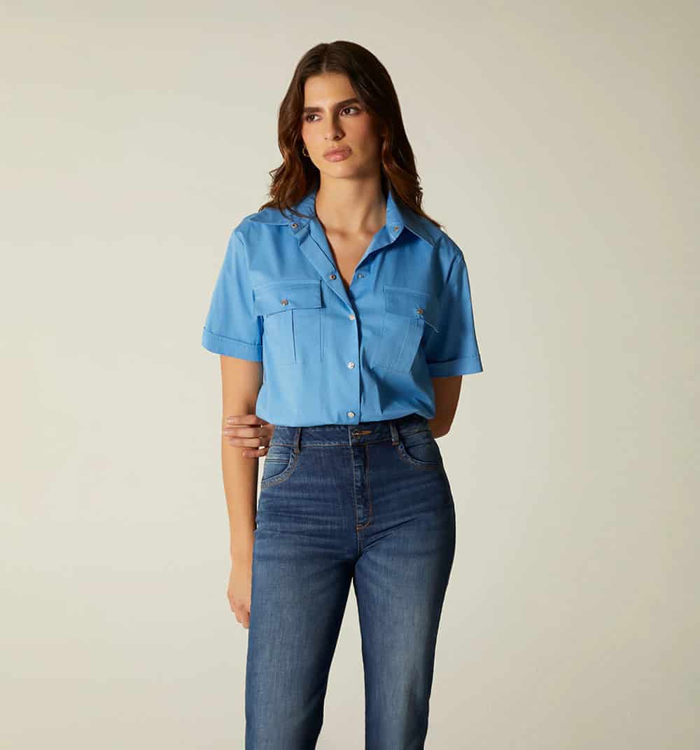 Blusa manga corta de boton - miniatura 3