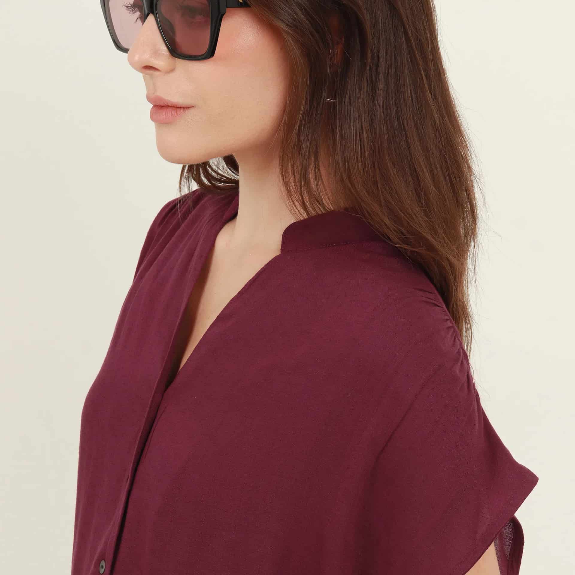 Blusa abierta cuello nerú manga sisa rodada - miniatura 5