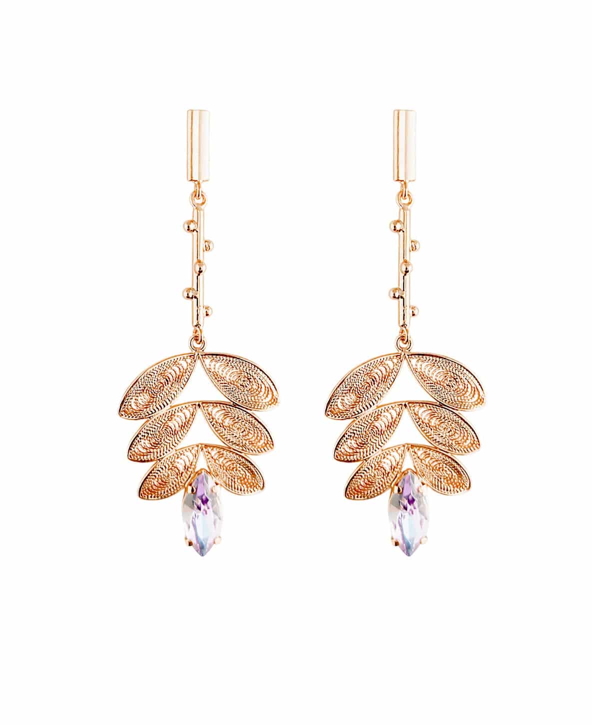 Aretes cristal y hojas, Taliana - miniatura 1