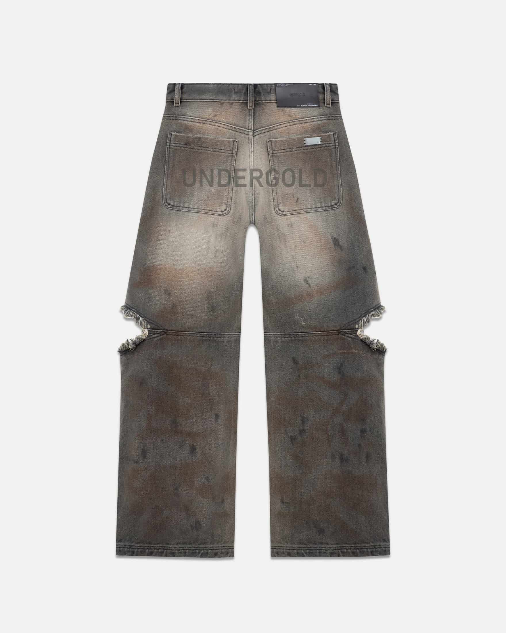 W Holy State UNDGLD Split Knee Wide Jeans Mechanic Gray - miniatura 3