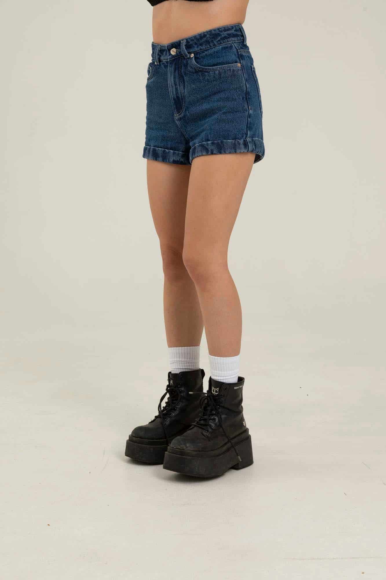 DARK BLUE DENIM SHORT - miniatura 2