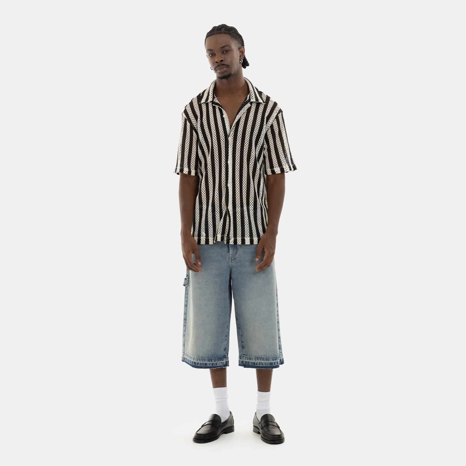 Mesh Striped Shirt Black - miniatura 7