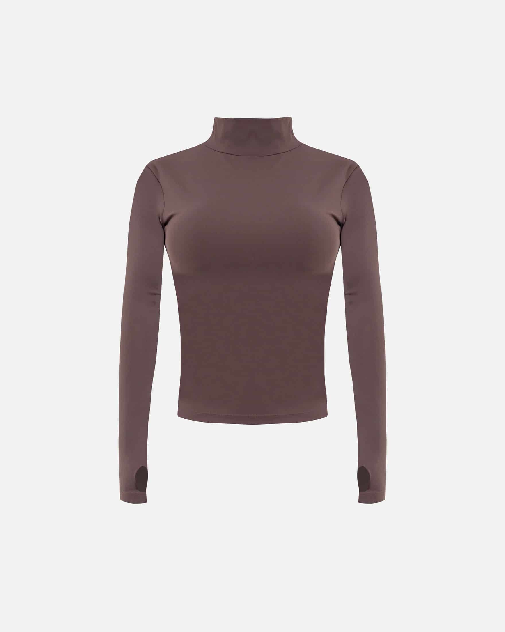 W Basics Ultra Slim Fit Tall Neck Long Sleeve Brown - miniatura 1