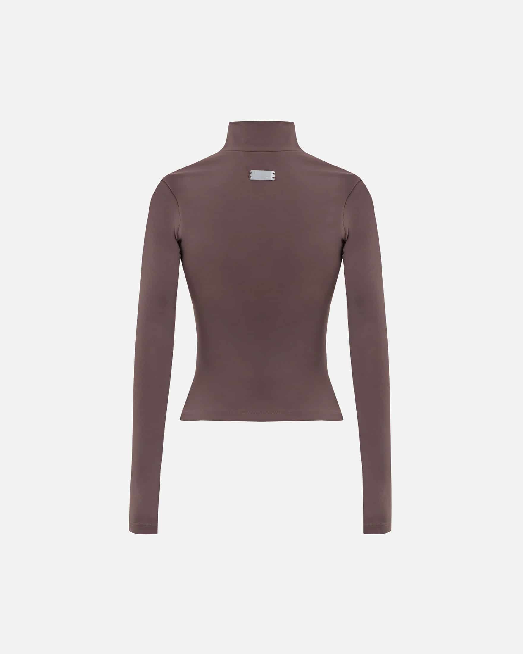 W Basics Ultra Slim Fit Tall Neck Long Sleeve Brown - miniatura 4