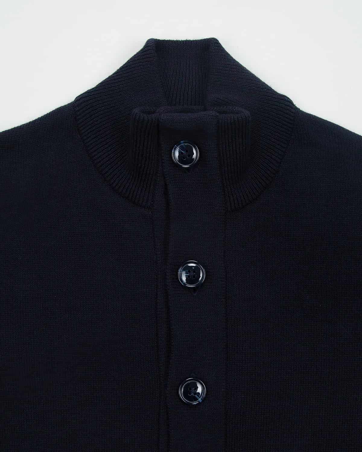 Chaqueta Punto Botón Algodón Azul Oscuro - miniatura 2