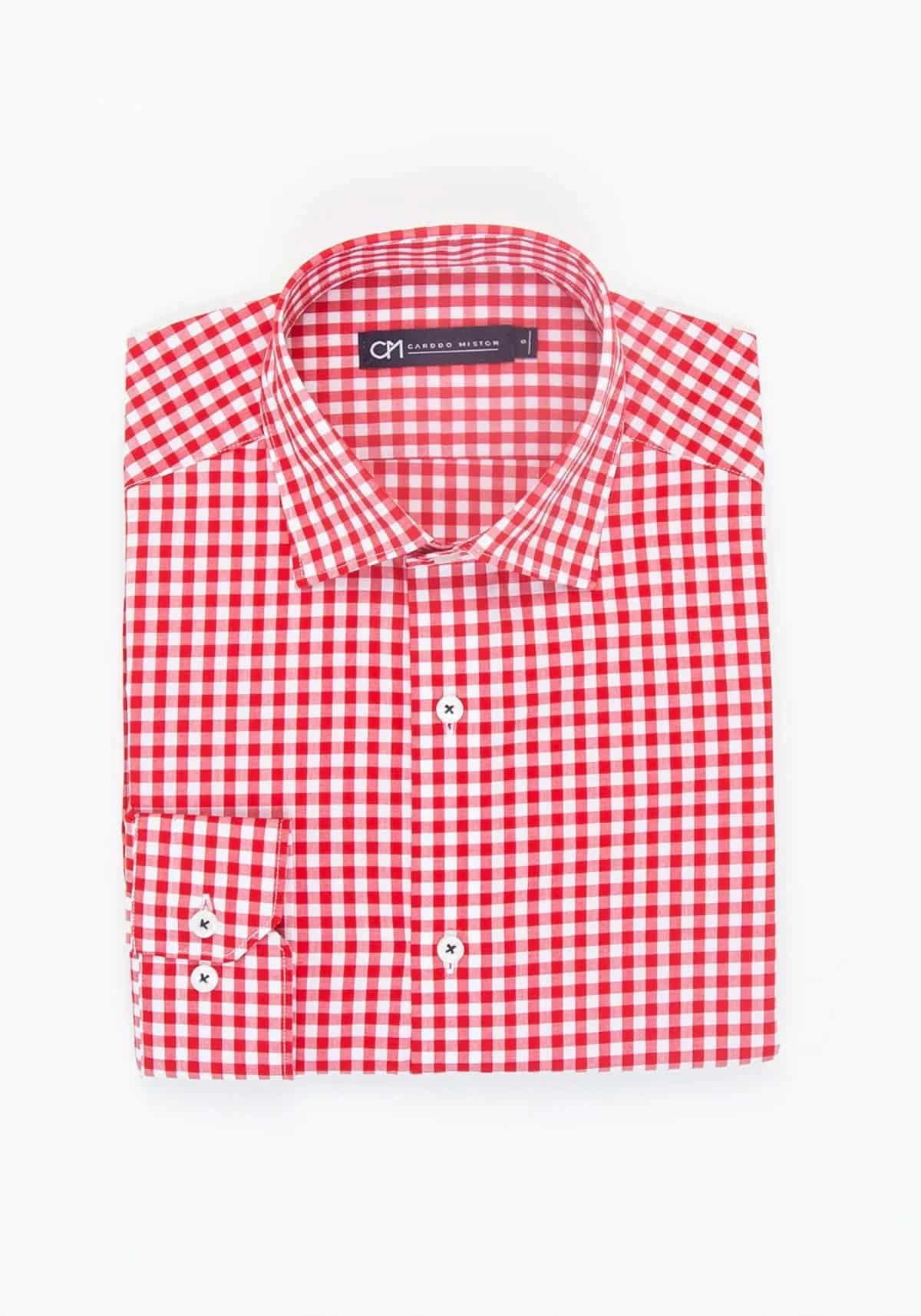 Camisa Popelín Cuadro Vichy Algodón Rojo - miniatura 5