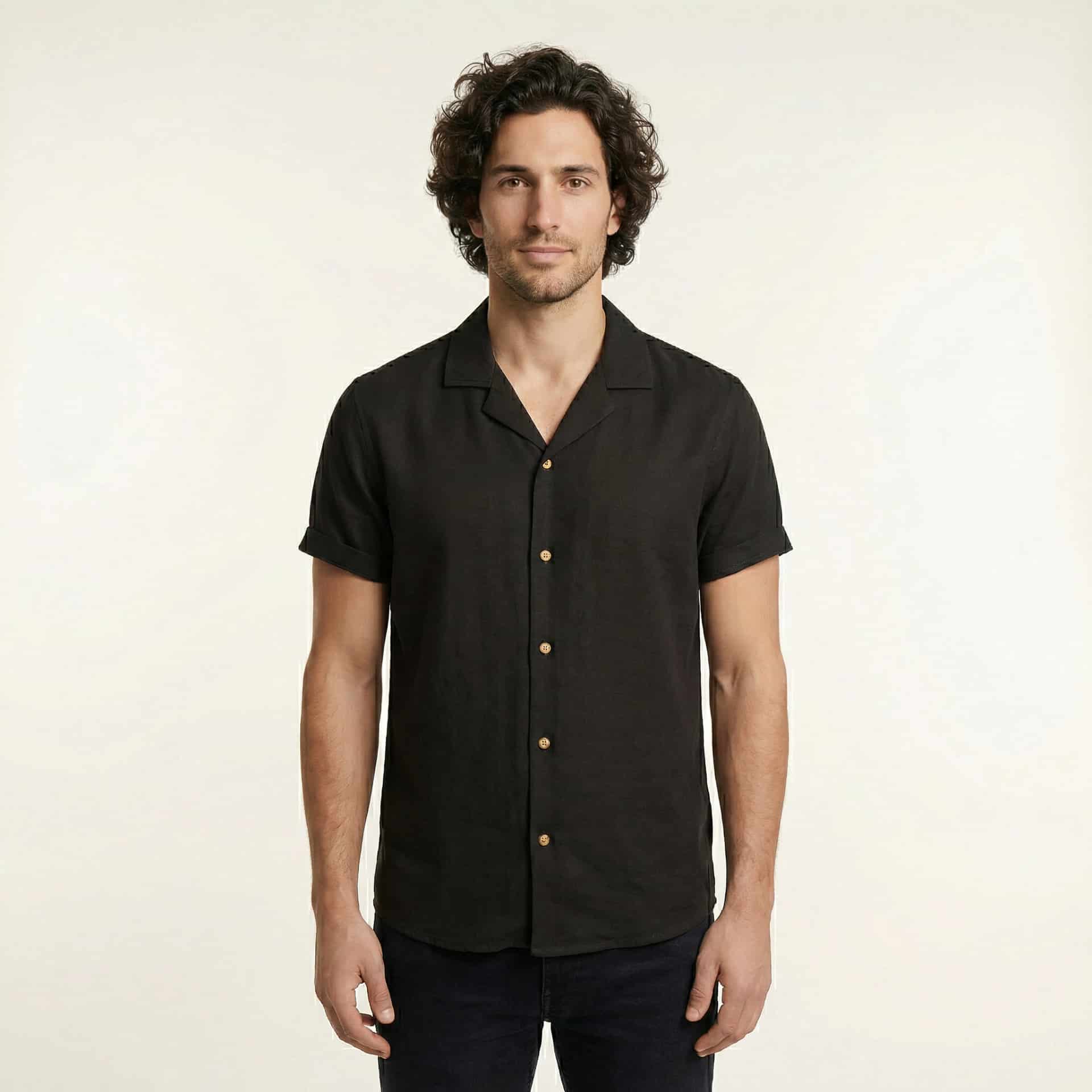 Camisa Bowling Negra B08 - miniatura 1