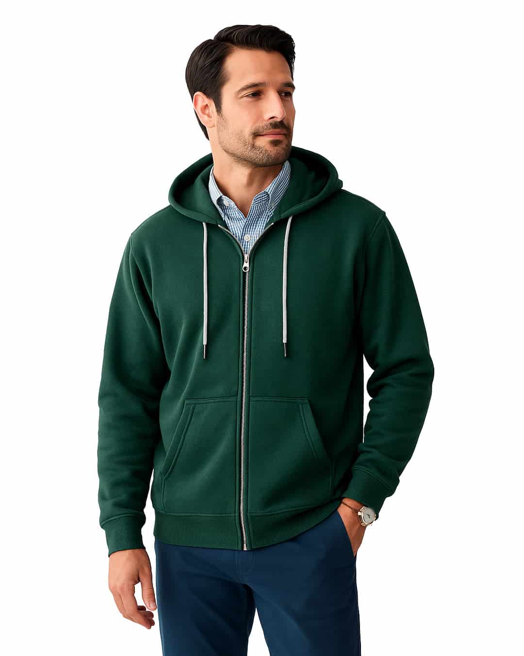 Buzo  abierto con capota Hombre Verde Pino - miniatura 9