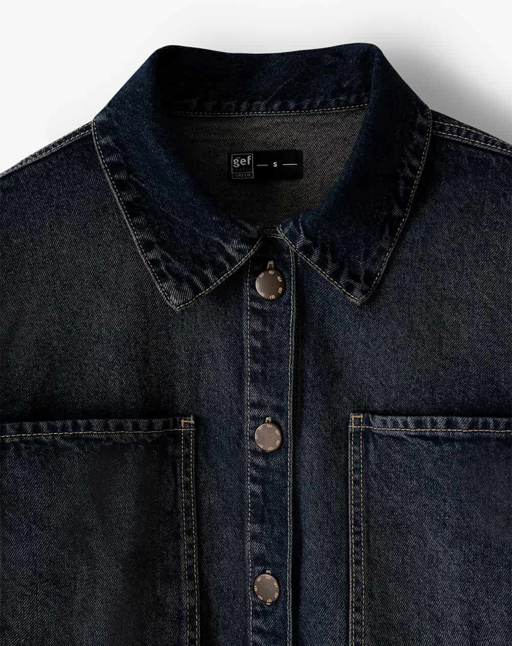 Chaqueta loose índigo oscuro mujer - miniatura 2