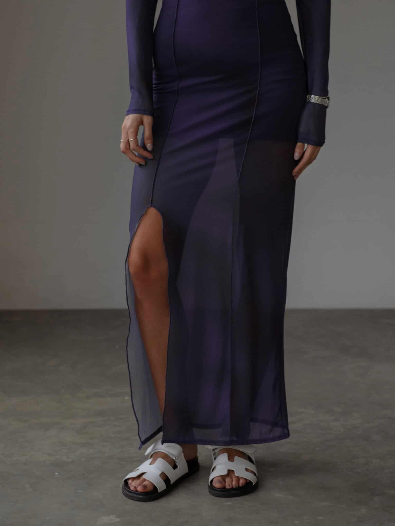 OFF SHOULDER MESH DRESS - MYSTIC PURPLE - miniatura 7