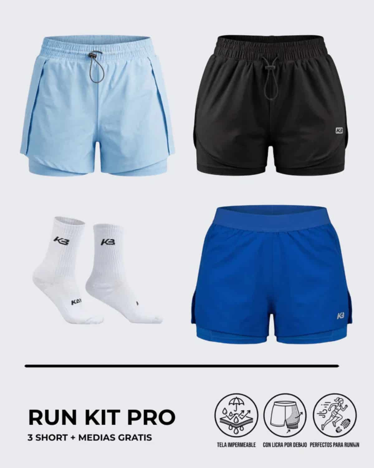 Pack X3 Short Running Mujer┃KAYBU REF.801076 - miniatura 3