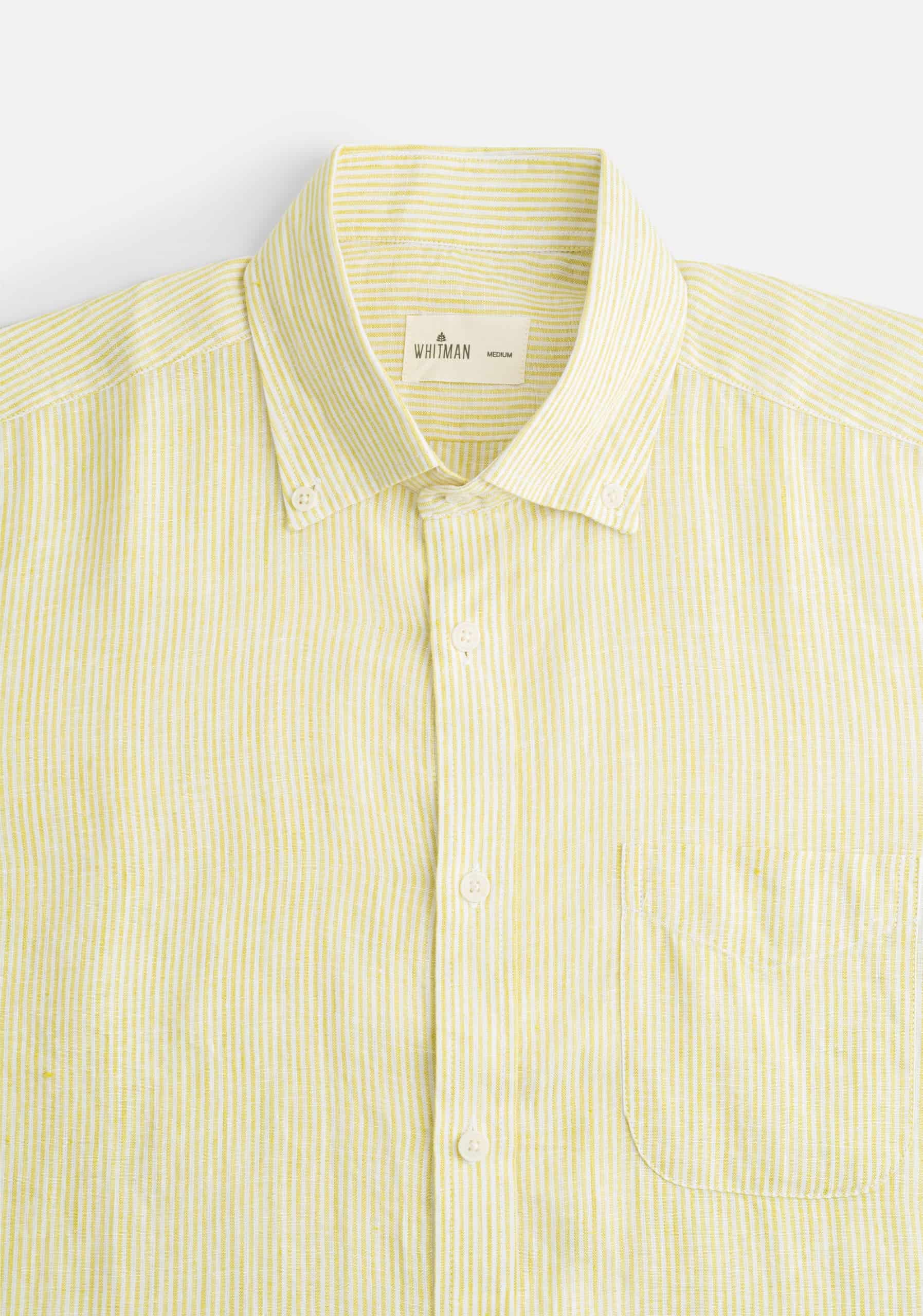 Camisa H CBD Lino Rayas Verde Med - Blanco - miniatura 6