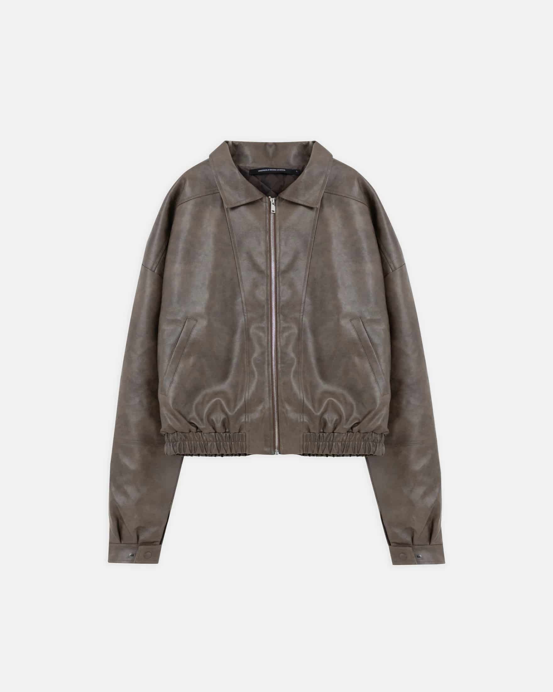 Basics Vintage Panelled Bomber Jacket Brown - miniatura 8