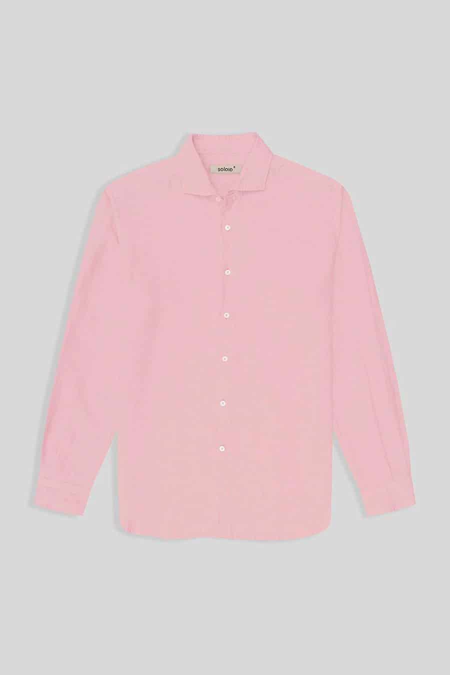Men's linen shirt pink - miniatura 1