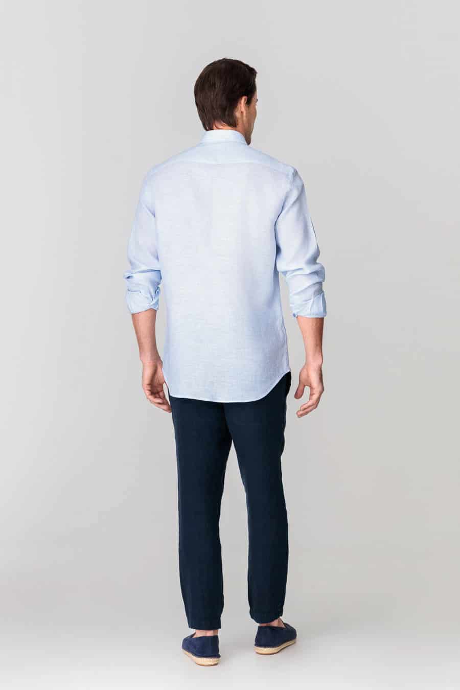 Men's linen shirt mini stripes blue - miniatura 7